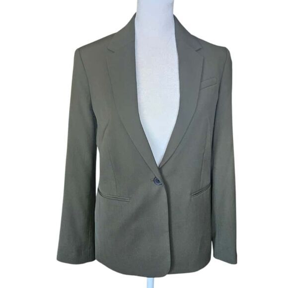 Everlane 100% Wool Olive Green Blazer Sz 2 | Preppy Minimalist Workwear - Picture 1 of 6